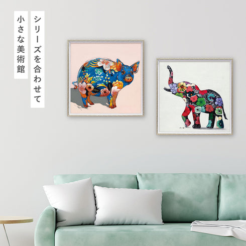アート 絵画 壁掛け 油絵 63×63cm オイルペイント ペイントピッグ.|s5